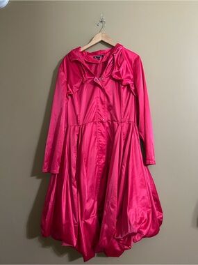 Women's Hot Pink Hooded Bubble Trench Coat Dons Collection
